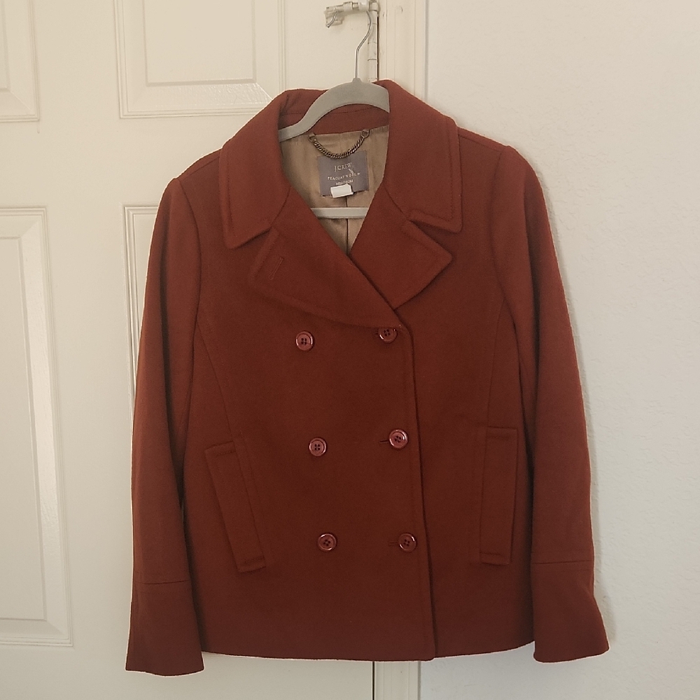 J CREW Peacoat Wool By Nello Gori 100% Wool Burnt Dark Orange Jacket Size 8 - Picture 6 of 15